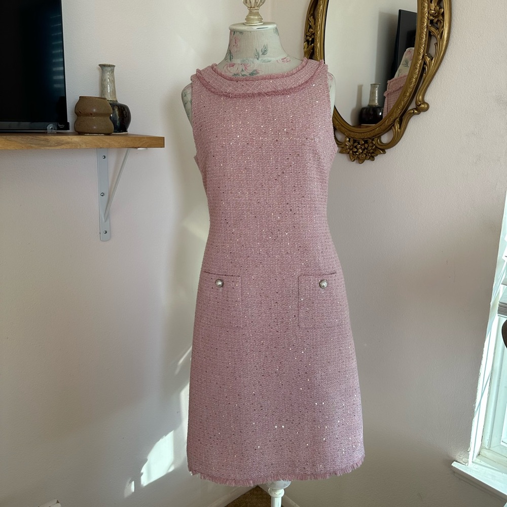 Karl Lagerfeld Pink Tweed Dress